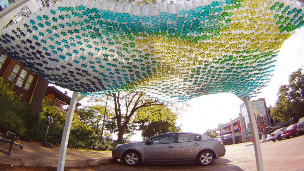 Muestra de una instalación del Park(ing) Day.