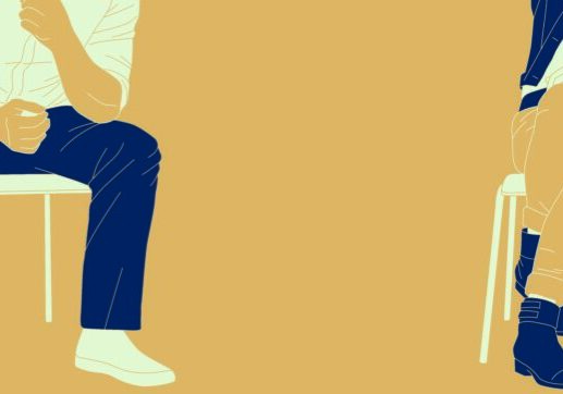 Illustration of social distancing to prevent pandemic virus.