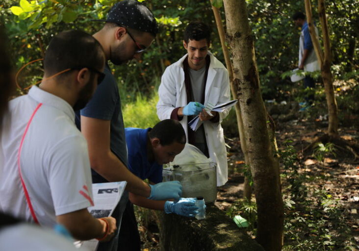 Estudiantes ciencias en trabajo de campo