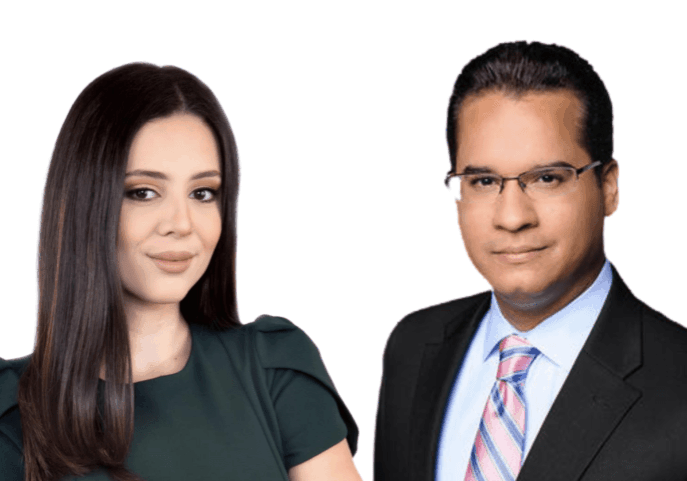 Alanis Quiñones, reportera de Wapa TV y Ricardo Currás, ancla de Teleonce.