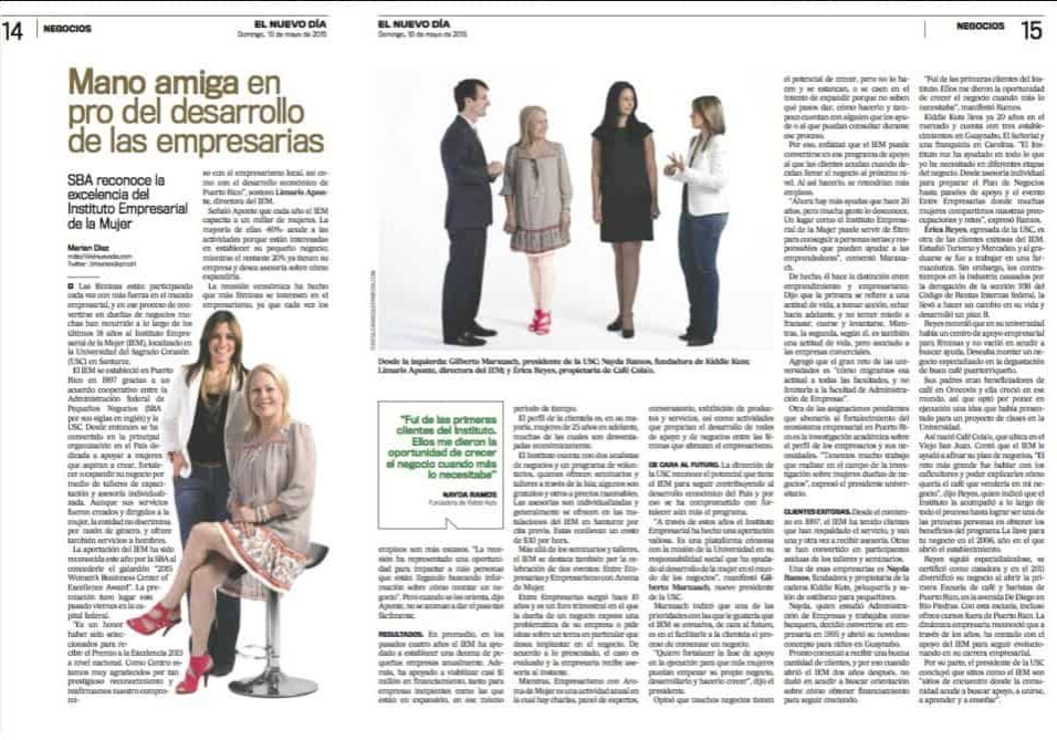 Artículo sobre el IEM publicado en El Nuevo Día